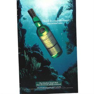 Glenlivet Aged 12 years Single Malt Whiskey  1990s  Vintage Print Ad